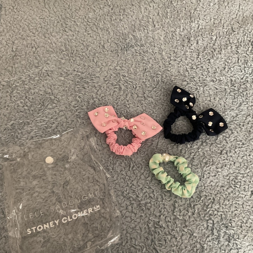 Lele Sadoughi Kids Hair Scrunchies - Pink, Black, Green